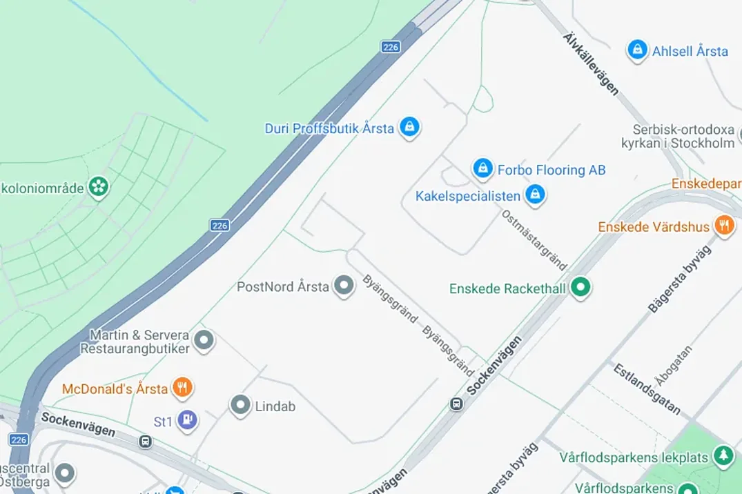 Karta över Byängsgränd i Årsta, Stockholm